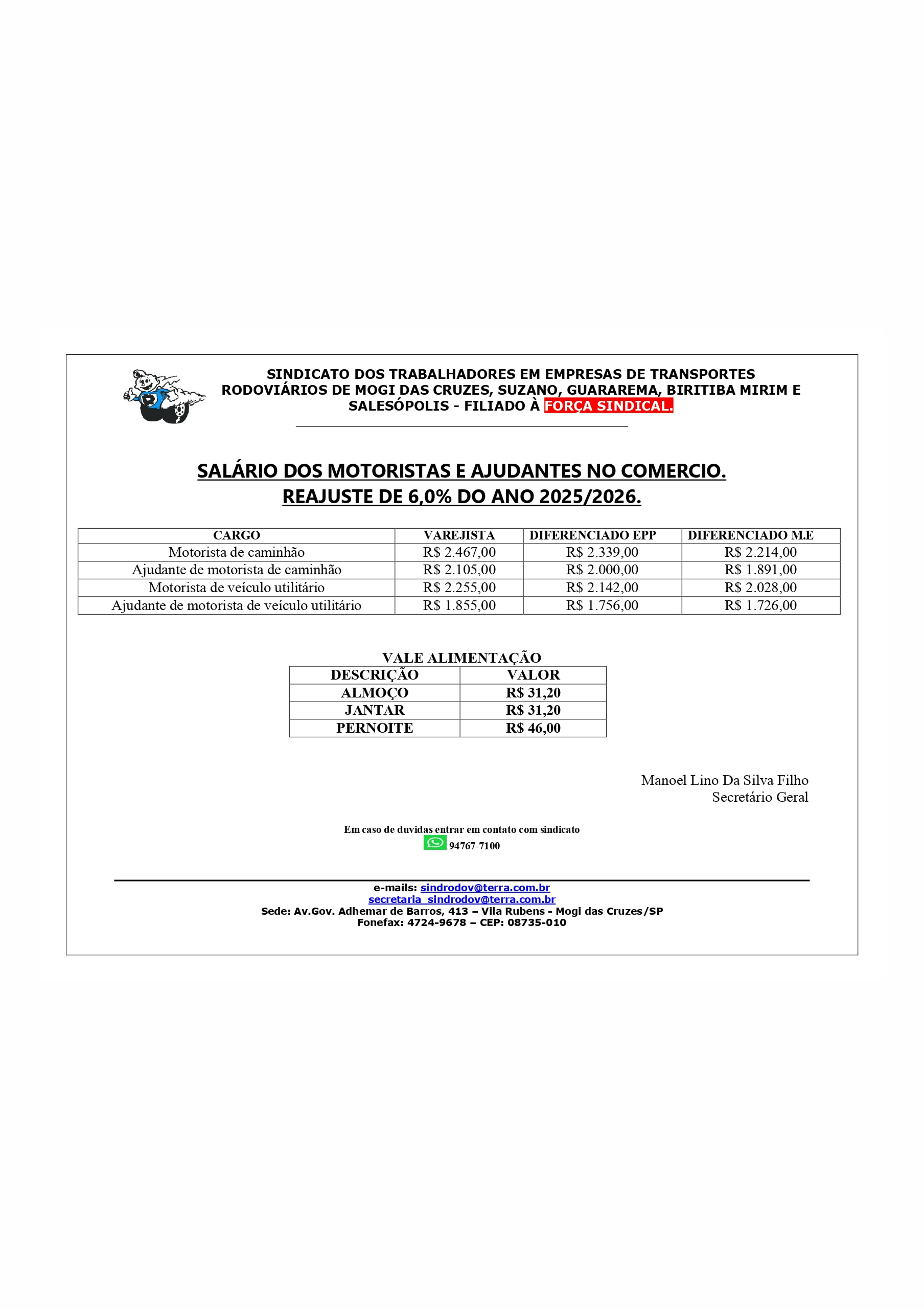 SALÁRIO COMÉRCIO 2025/2026