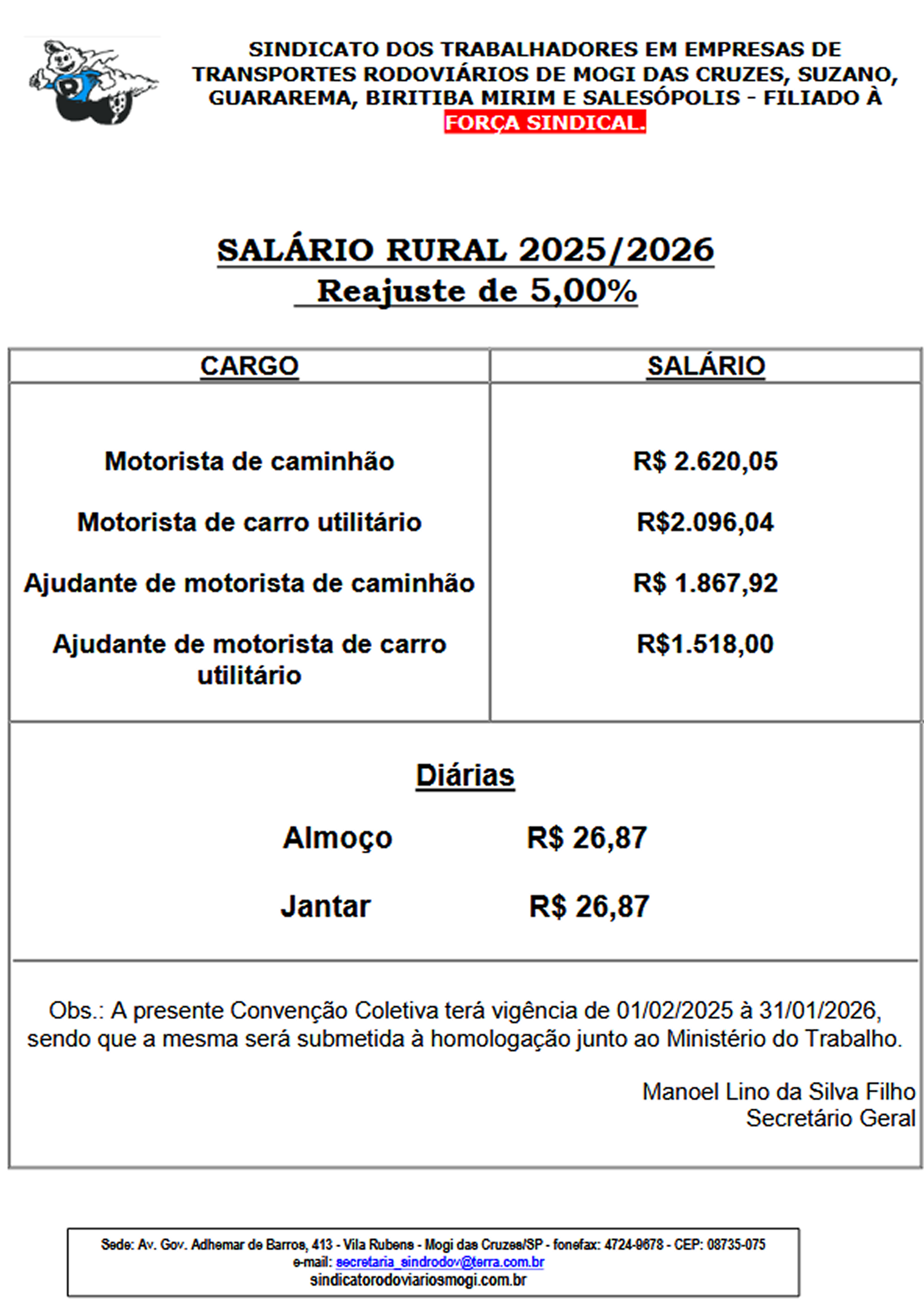 SALÁRIO RURAL 2025/2026