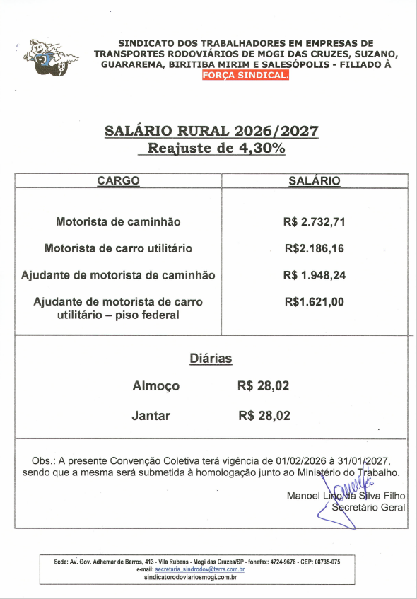 SALÁRIO RURAL 2026/2027